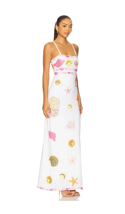 Oceanus New York Beaded Maxi Dress In White