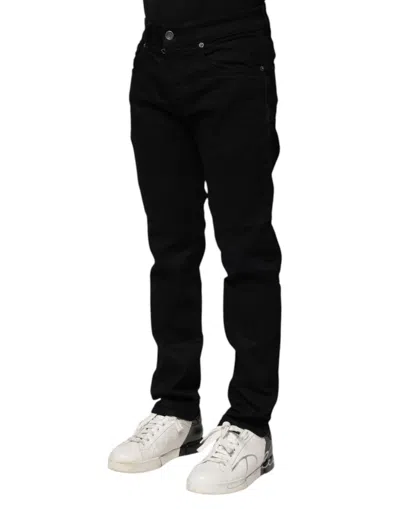 Dolce & Gabbana Black Cotton Skinny Denim Men's Jeans In Multi
