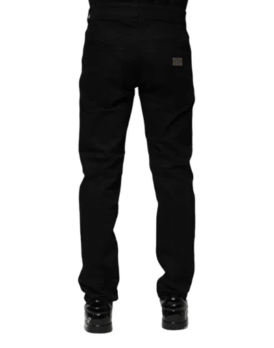 Dolce & Gabbana Black Cotton Skinny Denim Men's Jeans In Multi