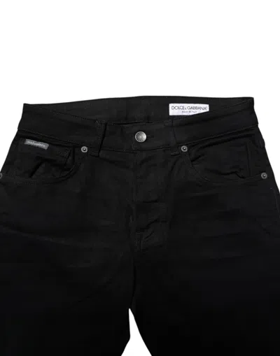 Dolce & Gabbana Black Cotton Skinny Denim Men's Jeans In Multi