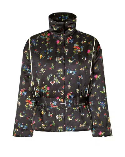 Stine Goya Cinched Aviator Bomber Jacket - Magnolia Garden In Black
