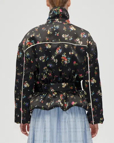 Stine Goya Cinched Aviator Bomber Jacket - Magnolia Garden In Black