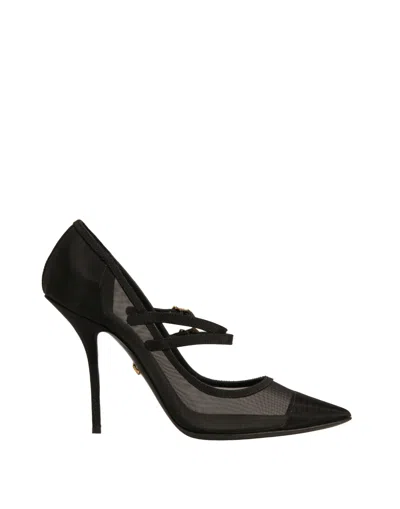 Dolce & Gabbana Black Mesh Mary Jane High Heels Pumps Shoes In Black
