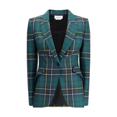 Alexander Mcqueen Single-breasted Wool Tartan Jacket With Peak Lapels