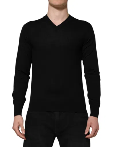 Dolce & Gabbana Dark Gray Embroidered Logo Pullover Sweater In Gray