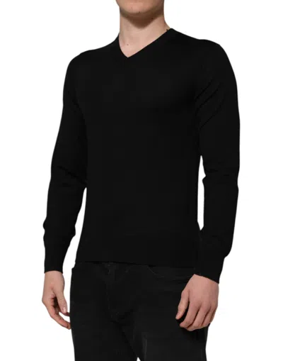 Dolce & Gabbana Dark Gray Embroidered Logo Pullover Sweater In Gray