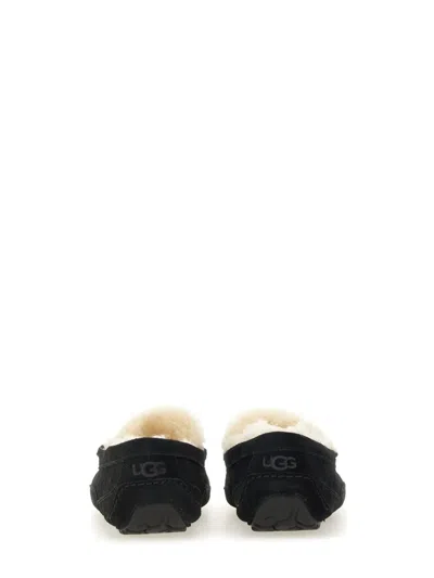 Ugg Ascot 1101110-blk Moccasin Mens Us 7 Black Suede Wool Slip On Slipper Dwa626 In Brown