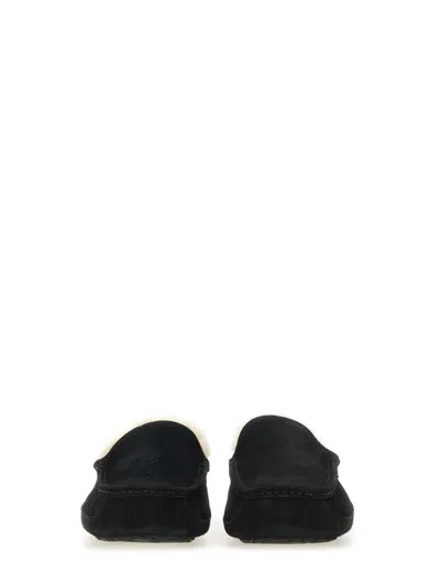 Ugg Ascot 1101110-blk Moccasin Mens Us 7 Black Suede Wool Slip On Slipper Dwa626 In Brown