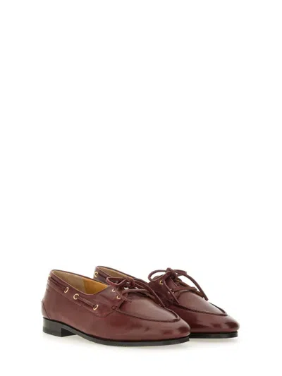 Bally Moccasin Plume With Polished Leather Upper And Decorative Bow In Brown