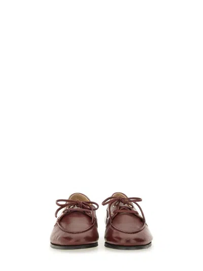 Bally Moccasin Plume With Polished Leather Upper And Decorative Bow In Brown
