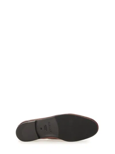 Bally Moccasin Plume With Polished Leather Upper And Decorative Bow In Brown