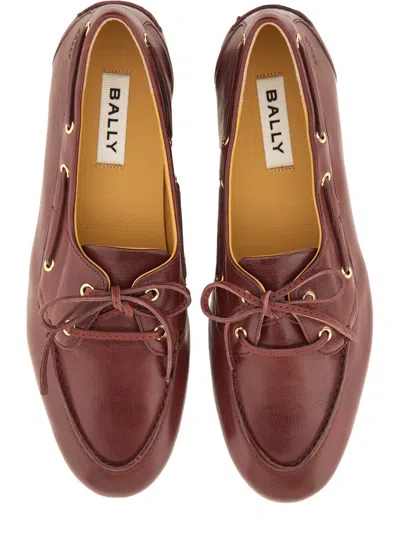 Bally Moccasin Plume With Polished Leather Upper And Decorative Bow In Brown