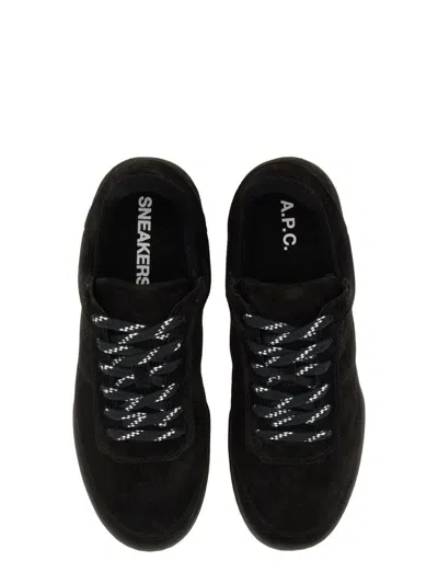 Apc Round Toe Suede Sneakers Rubber Sole In Black