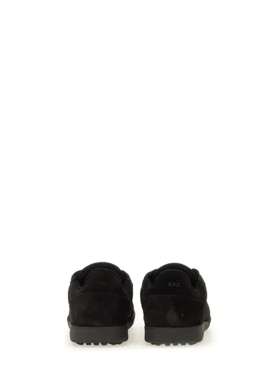 Apc Round Toe Suede Sneakers Rubber Sole In Black