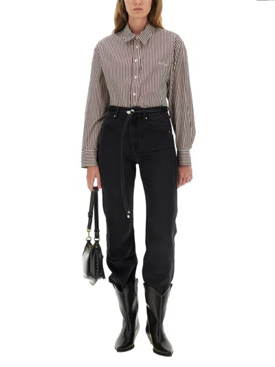 Isabel Marant Vertical Stripe Long-sleeved Shirt With Classic Collar In Multi