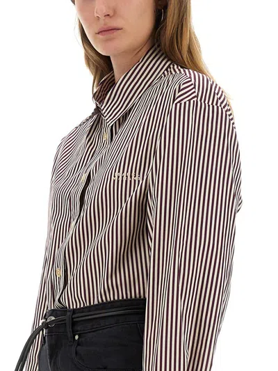 Isabel Marant Vertical Stripe Long-sleeved Shirt With Classic Collar In Multi