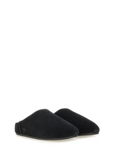 Ugg Slip On Suede Flat Sole Slippers In Black