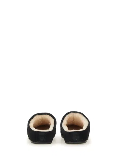 Ugg Slip On Suede Flat Sole Slippers In Black