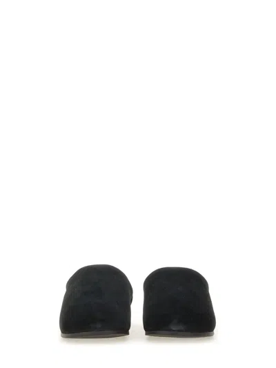 Ugg Slip On Suede Flat Sole Slippers In Black