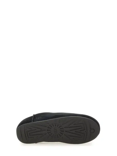 Ugg Slip On Suede Flat Sole Slippers In Black