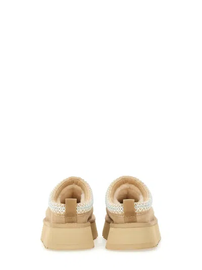 Ugg Embroidered Trim Goatskin Tazz Mules In Sand