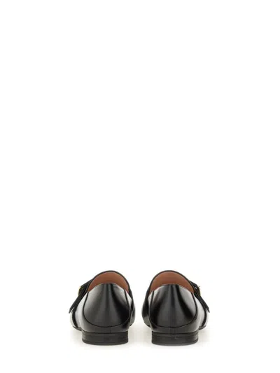Bally Buckle Leather Loafers Round Toe In Black