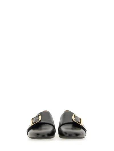 Bally Buckle Leather Loafers Round Toe In Black