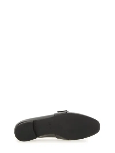 Bally Buckle Leather Loafers Round Toe In Black
