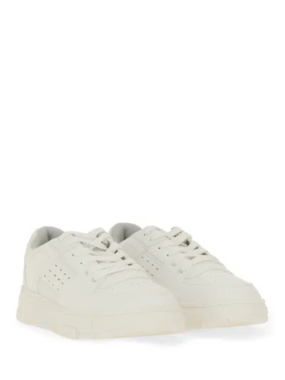Hugo Boss Hugo Low-top Sneakers With Perforated Design And Textured Sole In White