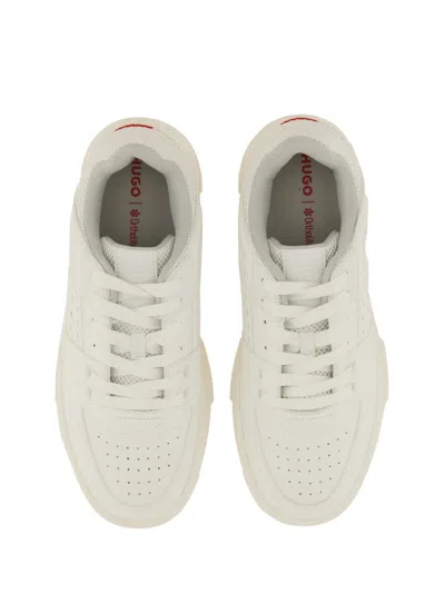 Hugo Boss Hugo Low-top Sneakers With Perforated Design And Textured Sole In White