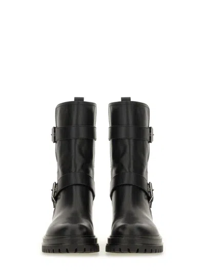 Gianvito Rossi Black Leather Biker Boots In Black