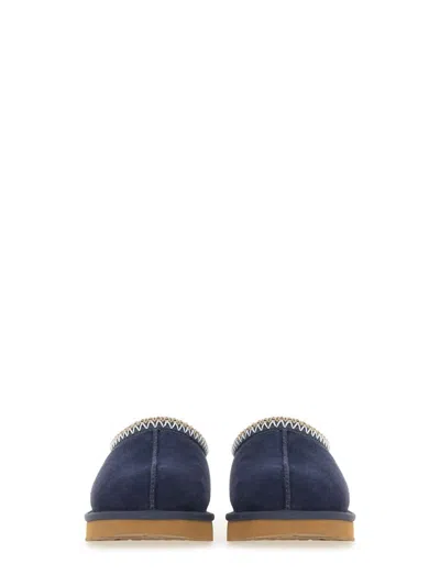 Ugg Slip-on Slippers With Rubber Sole And Zigzag Stitching In Blue