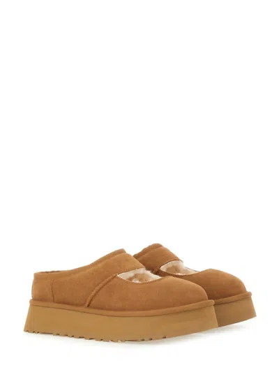 Ugg Bea Mary-jane Suede Flatform Mules In Brown