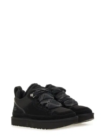Ugg Padded Collar Canvas Sneakers In Black