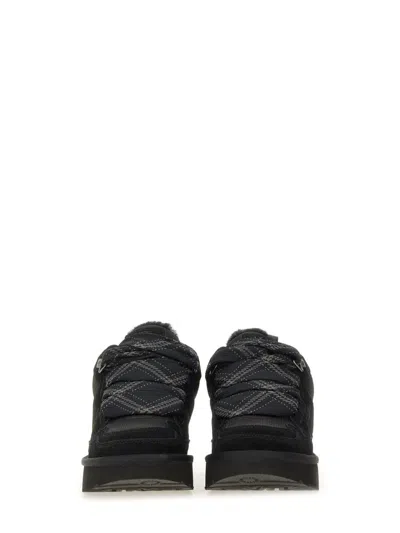 Ugg Padded Collar Canvas Sneakers In Black