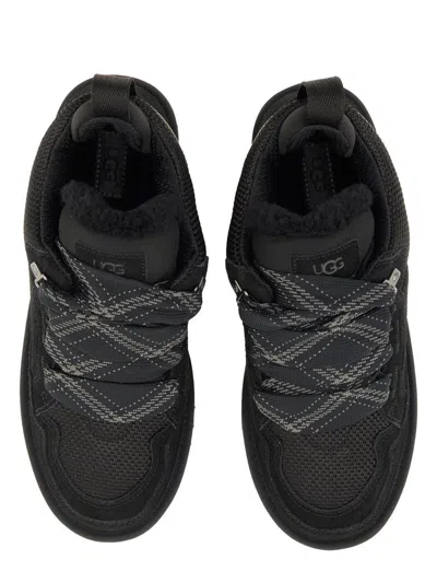 Ugg Padded Collar Canvas Sneakers In Black