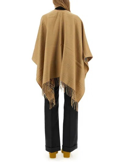 Burberry Women Mantella Reversibile In Lana Check In Sand