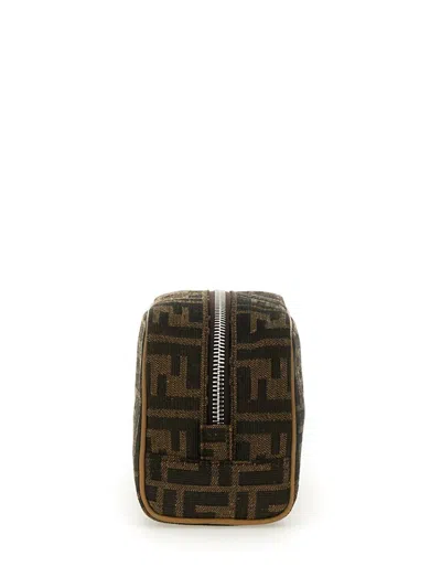 Fendi Beauty Case Small Ff Jacquard Beauty Case In Jacquard Ff Brown In Multi