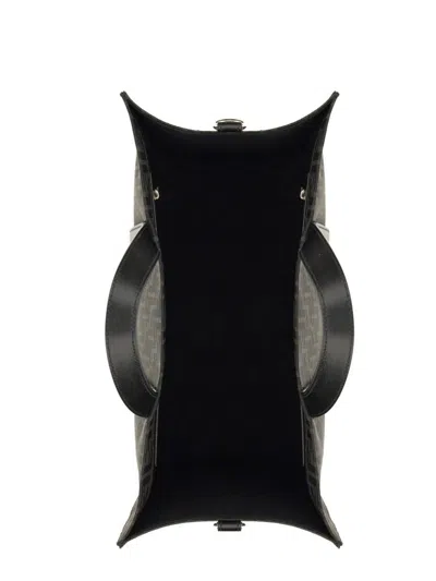Fendi Structured Monogram Tote Bag With Detachable Strap In Black