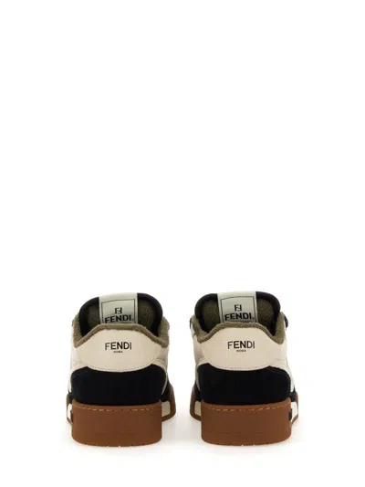 Fendi Match Leather And Suede Low Top Sneakers Shoes In Black