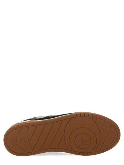 Fendi Match Suede Sneakers With Jacquard Ff Fabric Inserts In Black