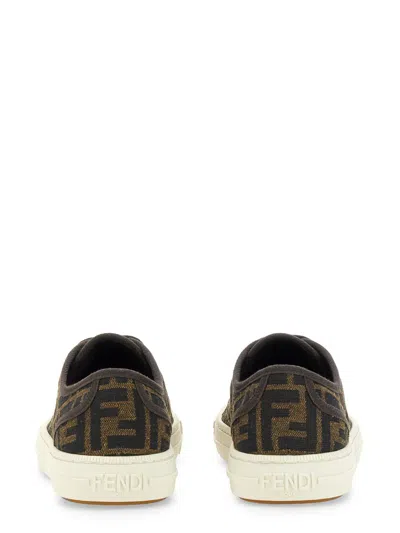 Fendi Women Embroidered Nylon Blend Dominio Sneakers In Green