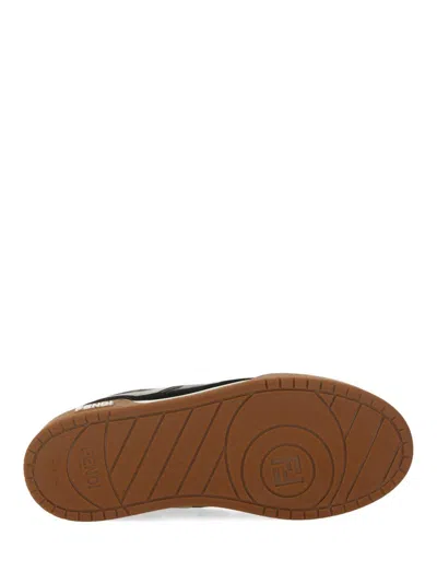 Fendi Match Suede Sneakers With Jacquard Ff Fabric Inserts In Black