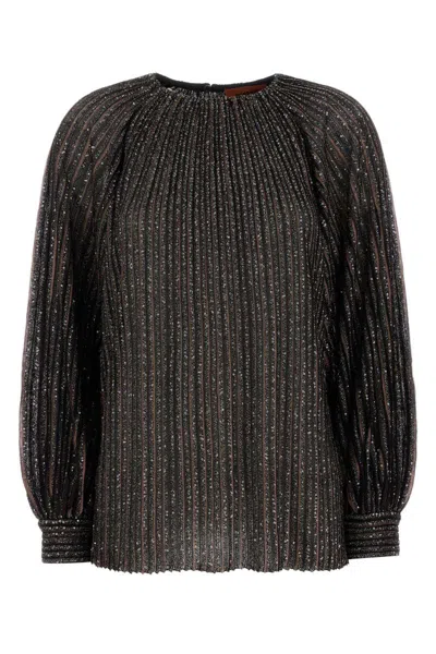 Missoni Embroidered Viscose Blend Blouse In Black
