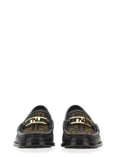 Fendi Men  O' Lock Leather Loafer With Ff Insert In Black