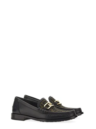 Fendi Men  O' Lock Leather Loafer With Ff Insert In Black