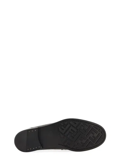 Fendi Men  O' Lock Leather Loafer With Ff Insert In Black