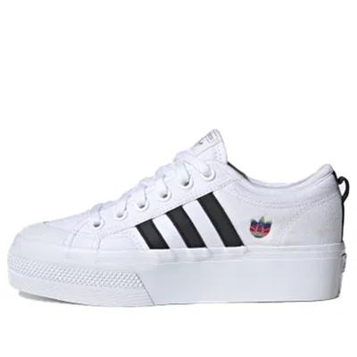 Adidas Originals (wmns) Adidas Nizza Platform 'colorful Trefoil' In White