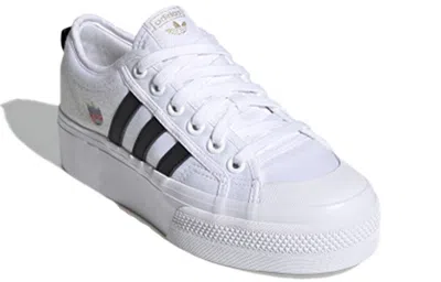 Adidas Originals (wmns) Adidas Nizza Platform 'colorful Trefoil' In White