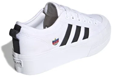 Adidas Originals (wmns) Adidas Nizza Platform 'colorful Trefoil' In White